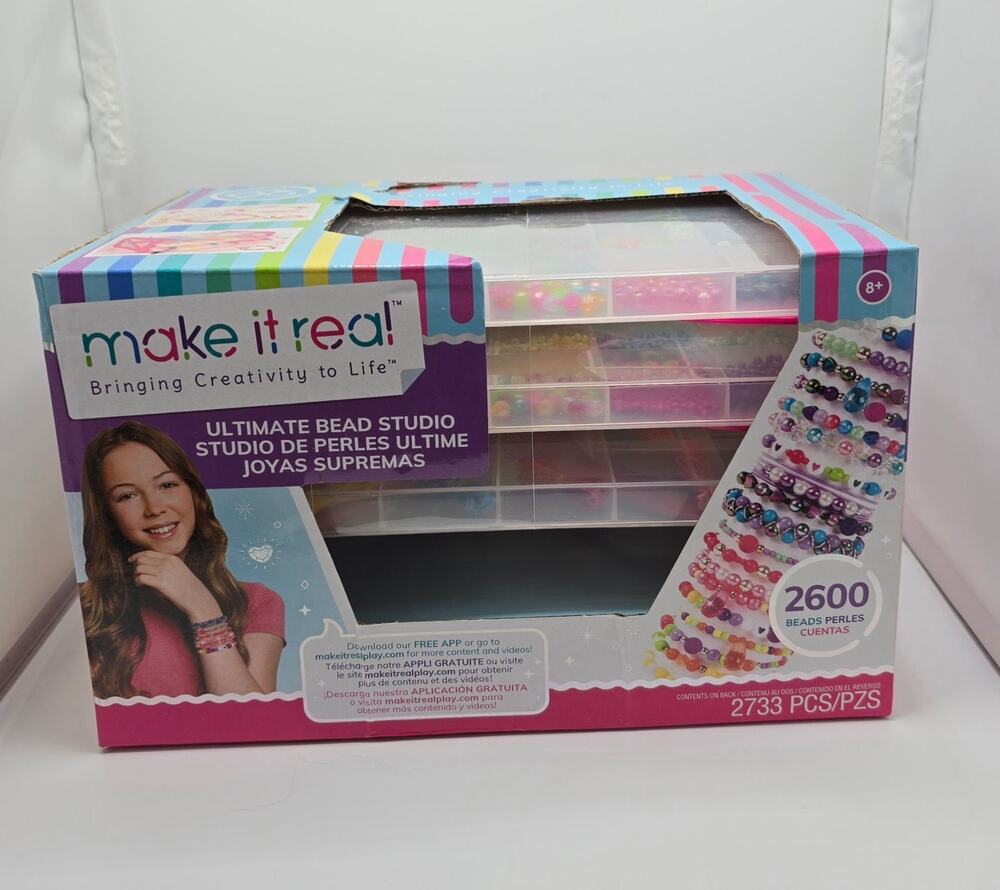 Make It Real Ultimate Bead Studio Jewelry Making Kit Storage Organizer 2733 Pcs